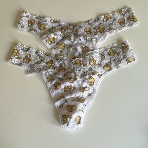 Hanky Panky Bridal Signature Lace Original Rise Thong 2-PACK Gold, One size,NWOT